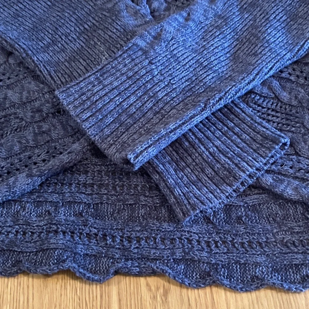 Sonoma Women’s Cable Knit Hooded 1 button Blue/Grey XL Longsleeve Cardigan